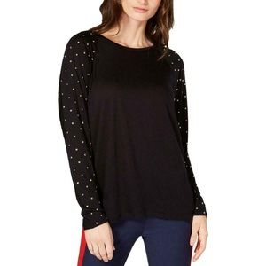 Michael Kors Black Embellished Top: 1X